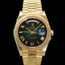 [로렉스] 남성용 New 데이데이트 m228238-0069 무게187g 18K 옐로우골드 40mm 오토매틱 Cal.2836-2 타입 그린 옴브레 다이얼 rol5398