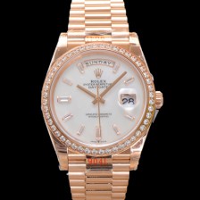 [로렉스] 남성용 New 데이데이트 m228345rbr-0026 무게187g 프레지던트 18K 로즈골드 40mm 오토매틱 Cal.2836-2 타입 다이아몬드/마더 오브펄 다이얼 rol5402