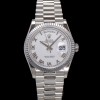 [로렉스] 남성용 New 데이데이트 m128236-0017 무게173g 플래티넘 프레지던트 36mm 오토매틱 Cal.2836-2 타입 화이트 다이얼 rol5412
