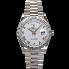 [로렉스] 남성용 New 데이데이트 m128236-0017 무게173g 플래티넘 프레지던트 36mm 오토매틱 Cal.2836-2 타입 화이트 다이얼 rol5412