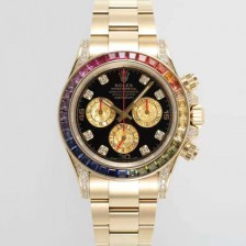 [로렉스] 남성용 데이토나 레인보우 116598 RBOW 크로노그래프 18K 옐로우골드 40mm 오토매틱 Cal.4130타입 블랙 다이얼 rol5432