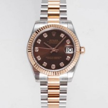 [로렉스] 여성용 데이져스트 178271 플루티드 18k 로즈골드 31mm 오이스터 오토매틱 2236타입 브라운 다이얼 rol5442