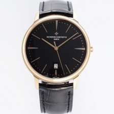 [바쉐론콘스탄틴] 남성용 패트리모니 85180/000R-9232 셀프 와인딩 드레스 워치!! 18K 로즈골드 케이스 블랙 다이얼 오토매틱 무브먼트 vac1161