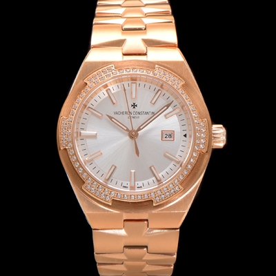 [바쉐런 콘스탄틴] 여성용 오버시즈 4605V200R-B968 18K 로즈골드 오토매틱 무브먼트 35mm 실버 다이얼 vac1144