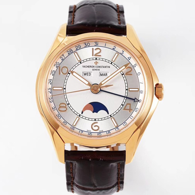 [바쉐론콘스탄틴] 남성용 피프티식스 4000E/000R-B438 컴플리트 캘린더 문페이즈 18k 로즈골드 오토매틱 2460 QCL/1 무브먼트 실버 다이얼 vac1171