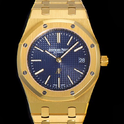 오데마피게 로얄오크 점보 엑트라-씬 오토매틱 Cal.2121 타입 39mm 남성용 18K옐루골드도금 블랙다이얼 aud14859 실사 이미지