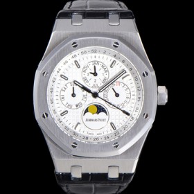 오데마피게 남성용 로얄오크 퍼펙츄얼 캘린더 41mm 오토매틱 T5134 타입 가죽줄 화이트다이얼 aud9513 실사 이미지