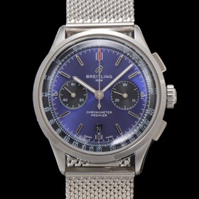 브라이틀링 남성용 프리미에르 AB0118221C1P1 크로노그래프 7750 타입 오토매틱 42mm 메쉬밴드 블루 다이얼 bre6015 실사 이미지