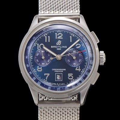 브라이틀링 남성용 프리미에르 AB0145171C1P2 크로노그래프 7750 타입 오토매틱 42mm 메쉬밴드 블루 다이얼 bre6016 실사 이미지