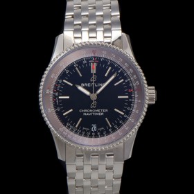 브라이틀링 남성용 네비타이머 A17325241B1A1 크로노그래프 오토매틱 2824타입 38mm 메탈줄 블랙 다이얼 bre6026 실사 이미지