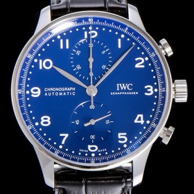 I.W.C 남성용 포르투기즈 IW371601 크로노그래프 에디션 150주년 한정판 블루다이얼 IWC93810 실사 이미지