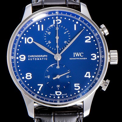 I.W.C 남성용 포르투기즈 IW371601 크로노그래프 에디션 150주년 한정판 블루다이얼 IWC93810 실사 이미지