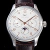 [아이더블유씨] 남성용 포르투기즈 IW344203 퍼페추얼 캘린더 문페이즈 오토매틱 42mm Cal.82650 타입 가죽줄 화이트다이얼   iwc94837