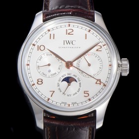 아이더블유씨 남성용 포르투기즈 IW344203 퍼페추얼 캘린더 문페이즈 오토매틱 42mm Cal.82650 타입 가죽줄 화이트다이얼 iwc94837 실사 이미지