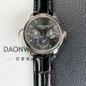 파텍필립 남성용 퍼페추얼 캘린더 5140 가죽줄 40mm 오토매틱 Cal.240 타입 그레이 다이얼 pat2238 실사 이미지