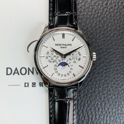 파텍필립 남성용 퍼페추얼 캘린더 5140 가죽줄 40mm 오토매틱 Cal.240 타입 화이트 다이얼 pat2239 실사 이미지