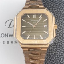[파텝필립] 남성용 큐비투스 데이트 Ref.5821 18K 로즈골드 45mm 오토매틱 Cal.26-330 SC 타입 브라운 다이얼 pat2257