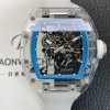 [리차드밀레] 남성용 RM055 트랜스파랜트 50mm 미네랄 크리스탈 기계식 수동형 무브먼트 블루 스켈레톤 다이얼 ric0327