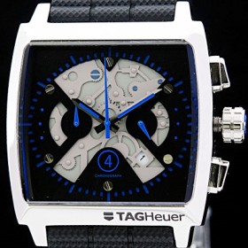 태그호이어 남성용 모나코 스위스 쿼츠 블랙 다이얼 44mm TAG4214 실사 이미지