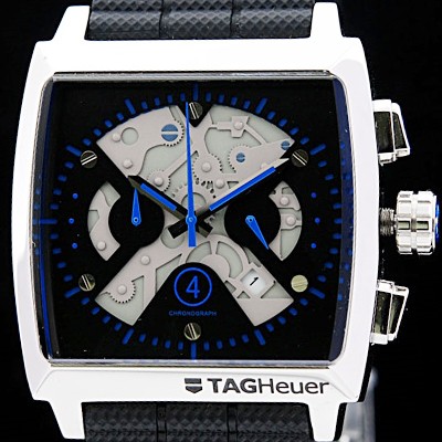 태그호이어 남성용 모나코 스위스 쿼츠 블랙 다이얼 44mm TAG4214 실사 이미지