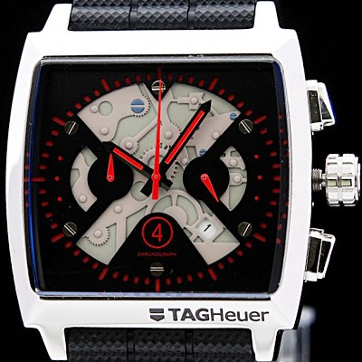 태그호이어 남성용 모나코 스위스 쿼츠 블랙 다이얼 44mm TAG4212 실사 이미지