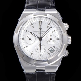 바쉐런콘스탄틴 남성용 오버시즈 크로노그래프 42mm 오토매틱 5500S 가죽줄 화이트다이얼 vac1235 실사 이미지